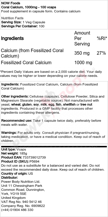 Coral Calcium, 1000mg - 100 vcaps