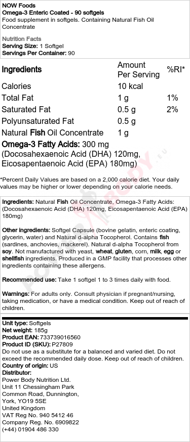 Omega-3 Enteric Coated - 90 softgels