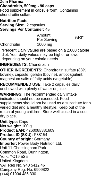 Chondroitin, 500mg - 90 caps