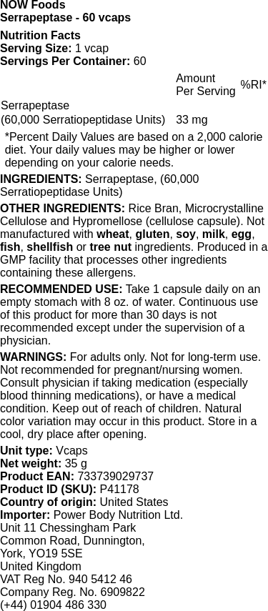 Serrapeptase - 60 vcaps