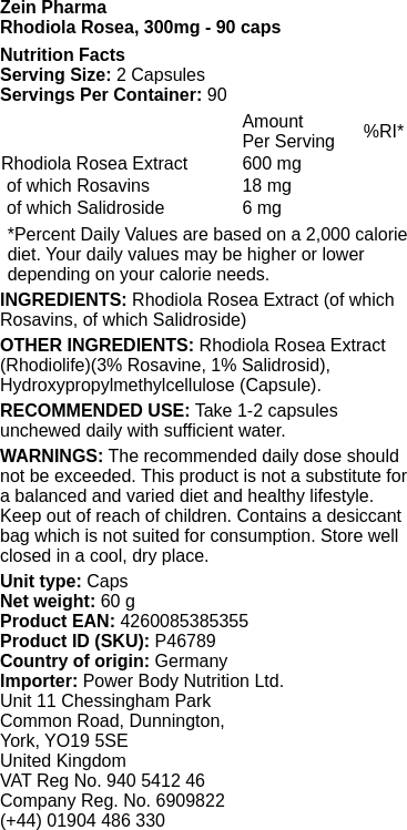 Rhodiola Rosea, 300mg - 90 caps